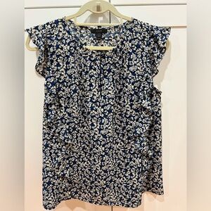 J. Crew Navy and White Floral Blouse